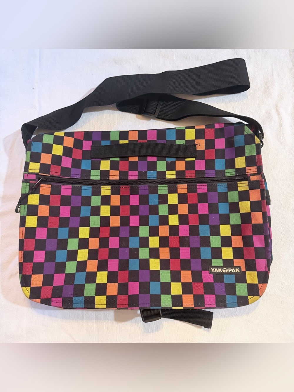 Yak Pak Multicolor Checkered Crossbody/Laptop Bag